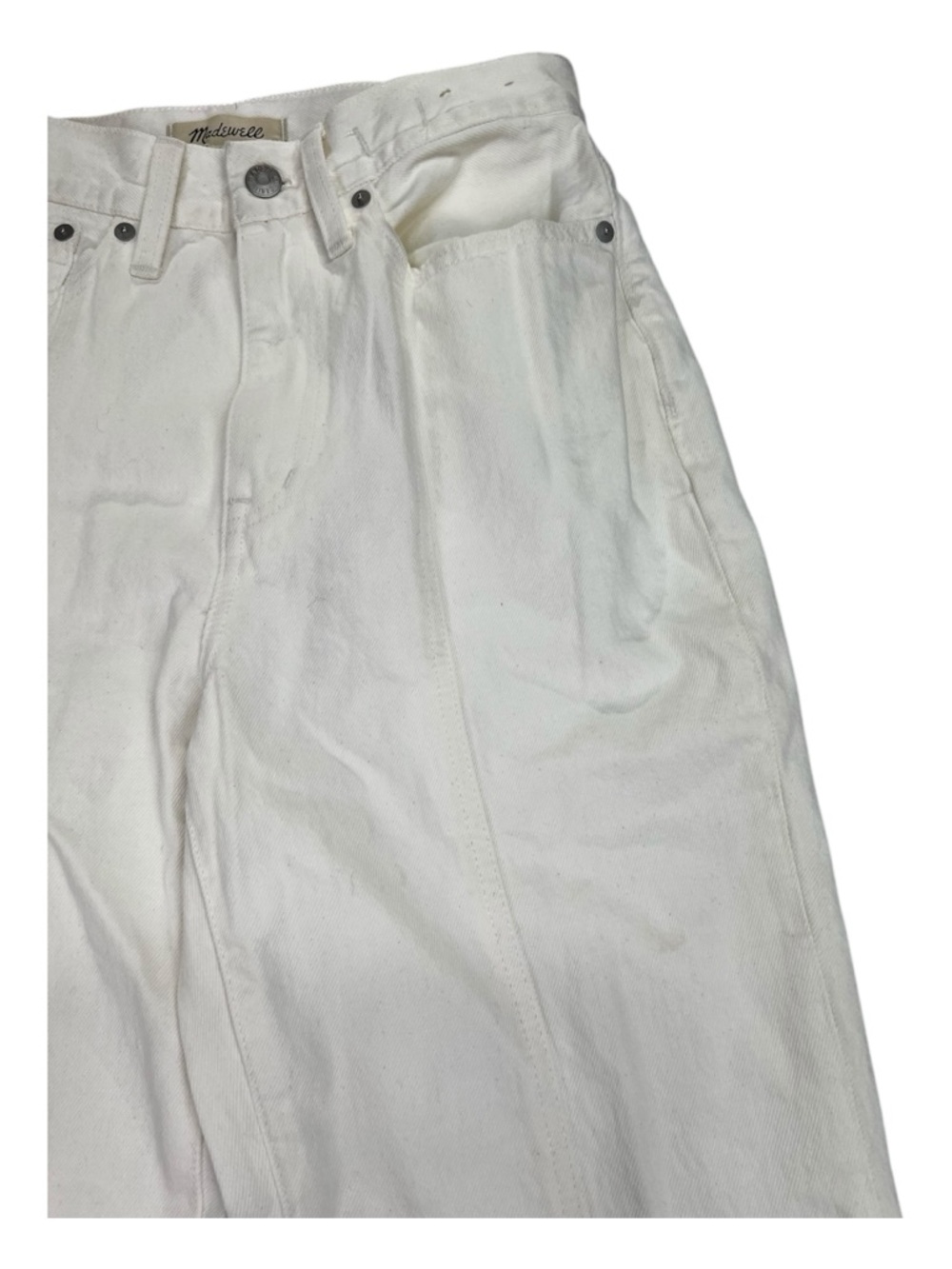 Madewell Baggy Flare Jeans Women’s Sz 26 Tile White High Rise Wide Leg Split Hem - Picture 5 of 16